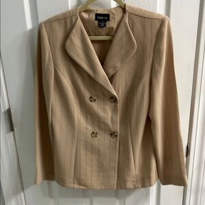 Leslie Fay Tan Double-Breasted Blazer